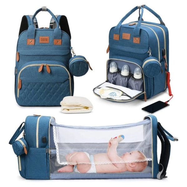 nappy bag with built-in bassinet