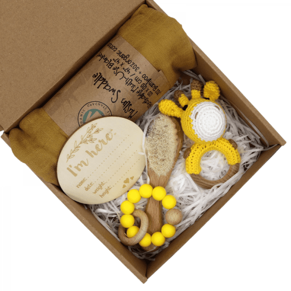 Yellow Baby rattle Baby Gift Set Box