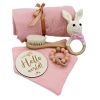 Newborn gift set box with teether and rattle toy